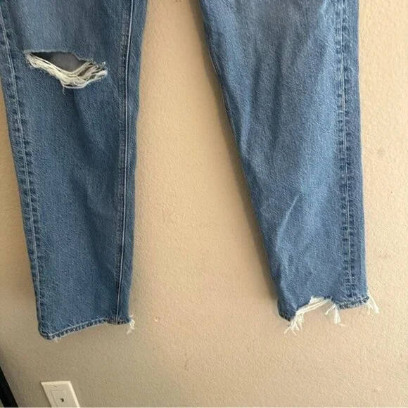 American Eagle Blue 90’s Straight Leg Jeans with Distressed Details Size 25 NWT - Picture 7 of 15